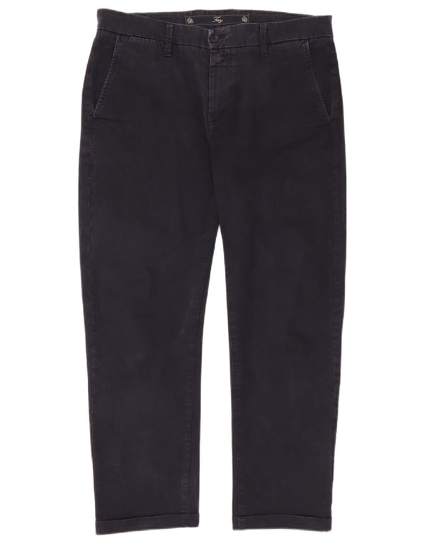 Pantaloni chino dritti da uomo Fay W36 L28 in cotone blu navy