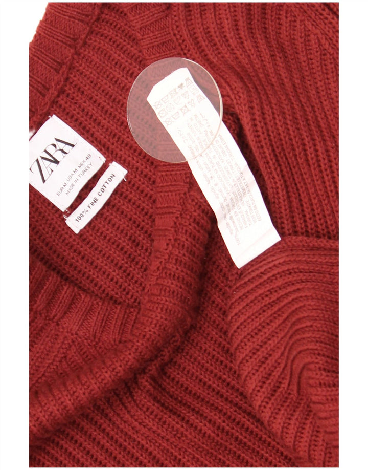 Maglione Zara da uomo con scollo a barca in cotone bordeaux medio