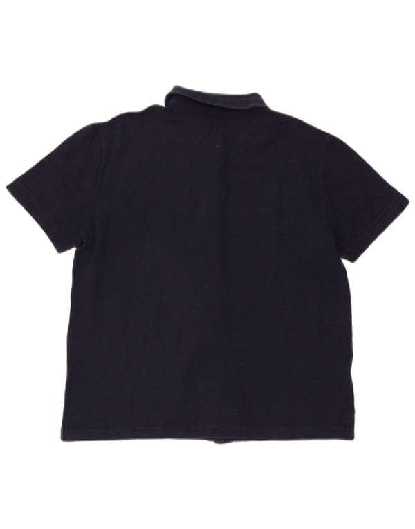 FRED PERRY Camicia a maniche corte da donna UK 18 XL Cotone blu navy