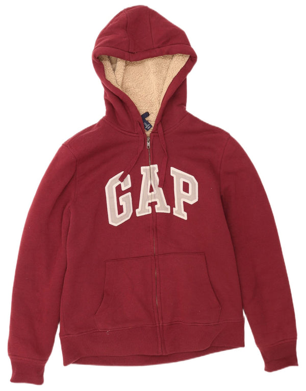 Gap, maglione con cappuccio e zip oversize da donna, UK 10, piccolo in cotone bordeaux