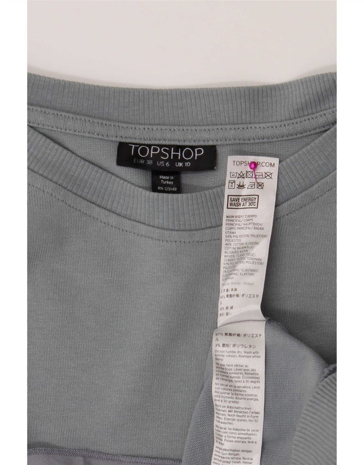 Topshop Felpa da donna Maglione UK 10 Piccolo Poliestere grigio
