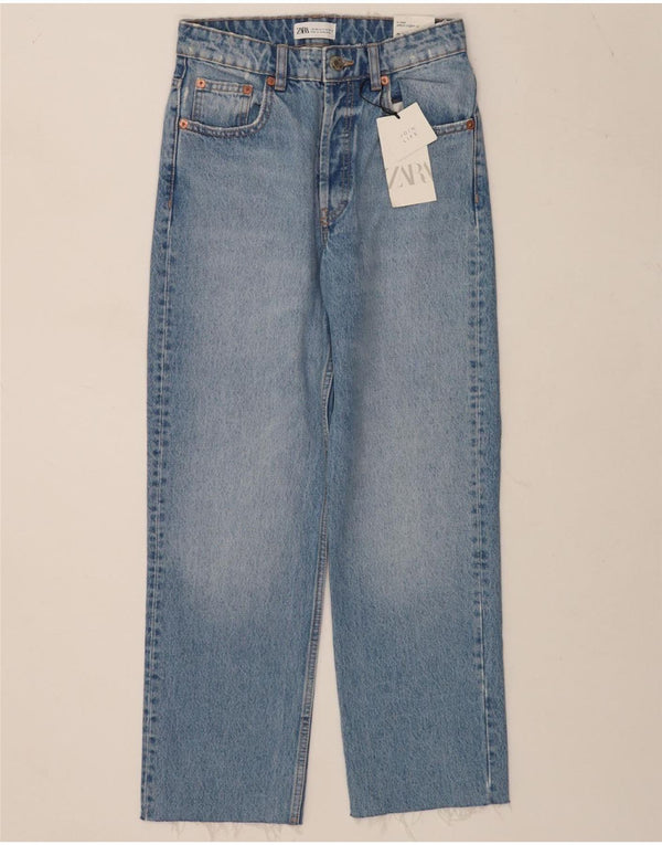 Jeans dritti a vita alta da donna Zara EU 36 XS W26 L26 cotone blu