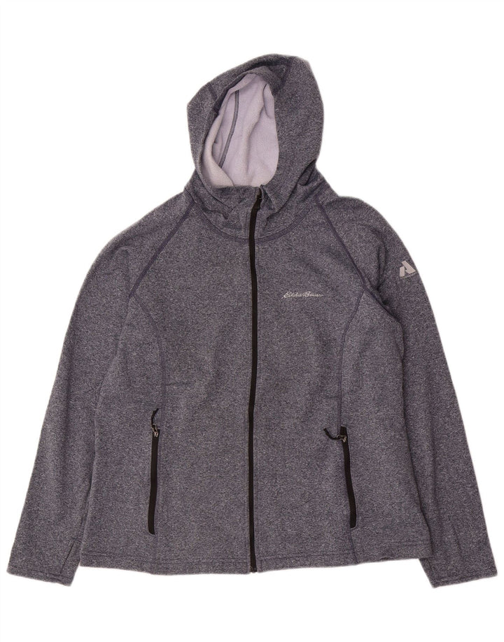 EDDIE BAUER Felpa con cappuccio e zip da donna UK 18 XL Poliestere screziato grigio
