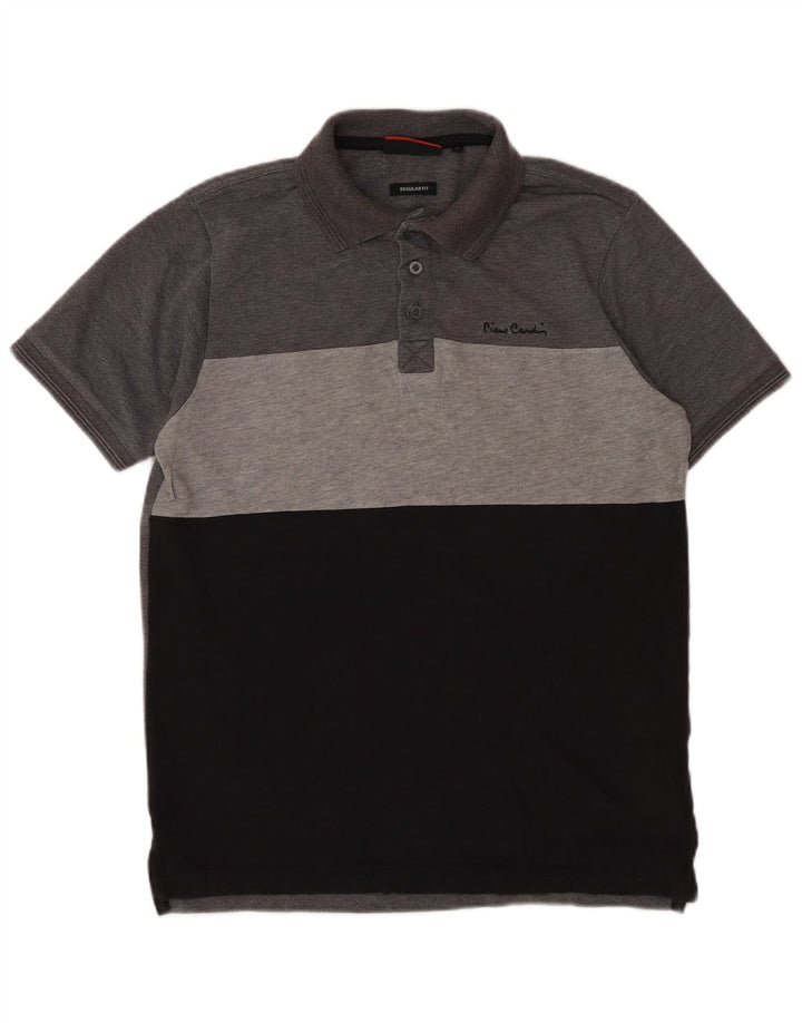 Polo da uomo dalla vestibilità regolare Pierre Cardin, piccola, in poliestere color block grigio