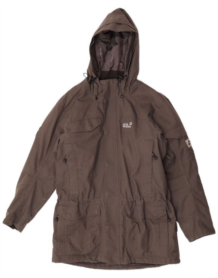 Giacca a vento con cappuccio da uomo Jack Wolfskin UK 36/38 Poliestere grigio medio