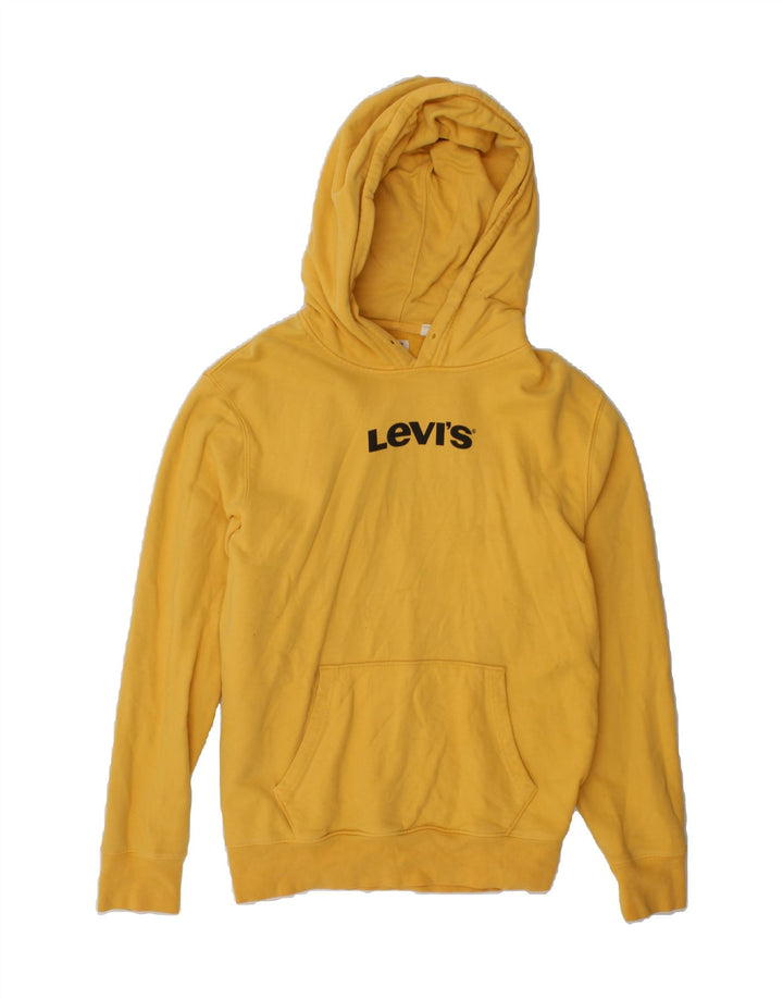 LEVI'S Mens Standard Graphic Hoodie Jumper Small Yellow Cotton Vintage Levi's and Second-Hand Levi's from Messina Hembry 