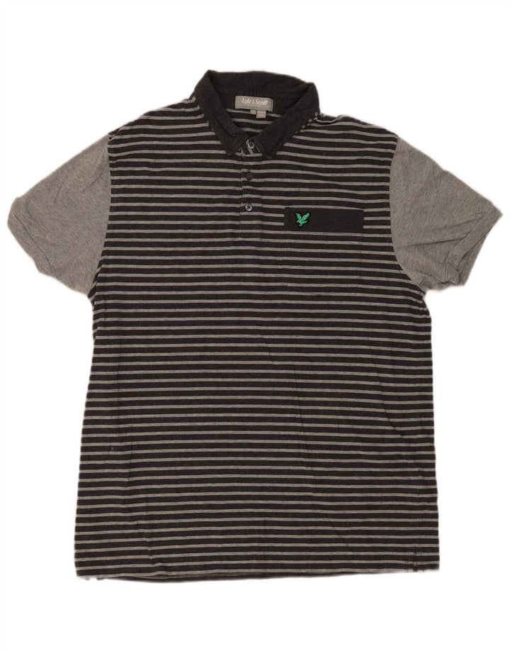 Polo da uomo Lyle & Scott XL in cotone a righe grigie