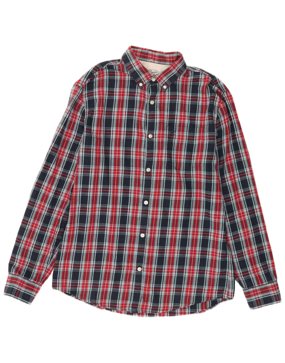 Camicia da uomo Penguin in cotone a quadri blu navy medio