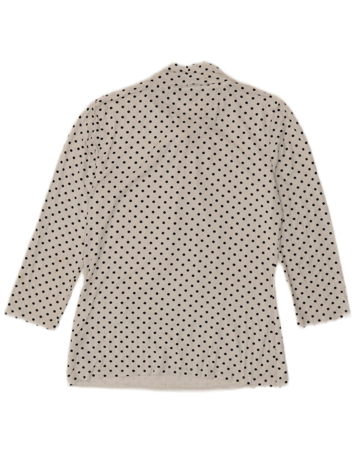 HOBBS Camicetta da donna con maniche a 3/4 e allacciatura frontale UK 10 Piccoli pois bianchi