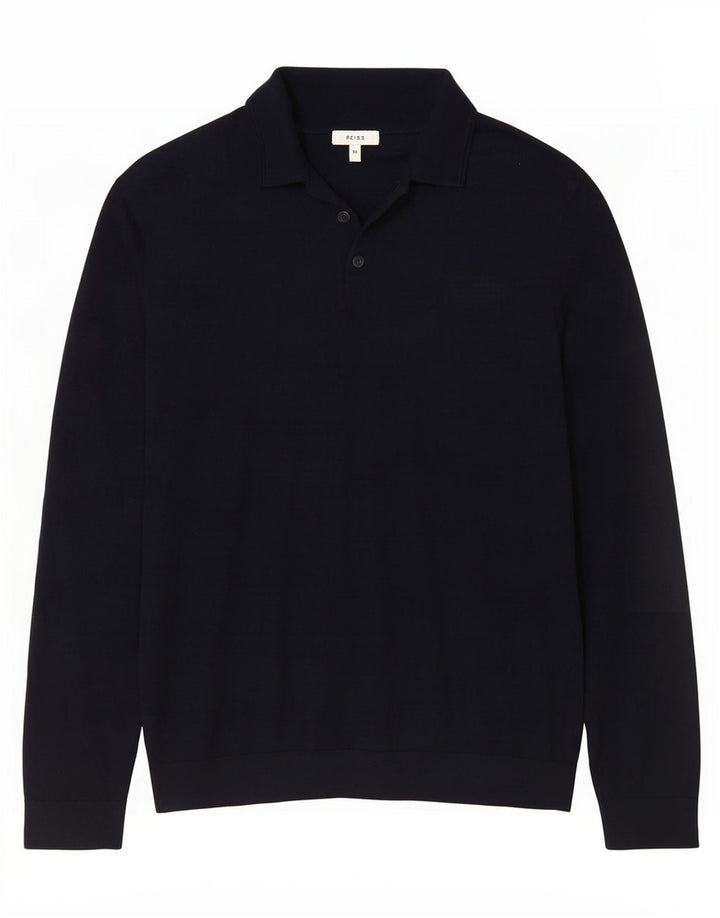 Maglione da uomo Reiss con collo a polo, lana media blu navy
