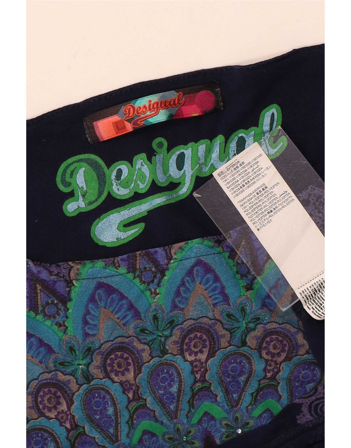 Desigual Donna Camicetta a Pipistrello Top UK 10 Small Blu Navy Viscosa