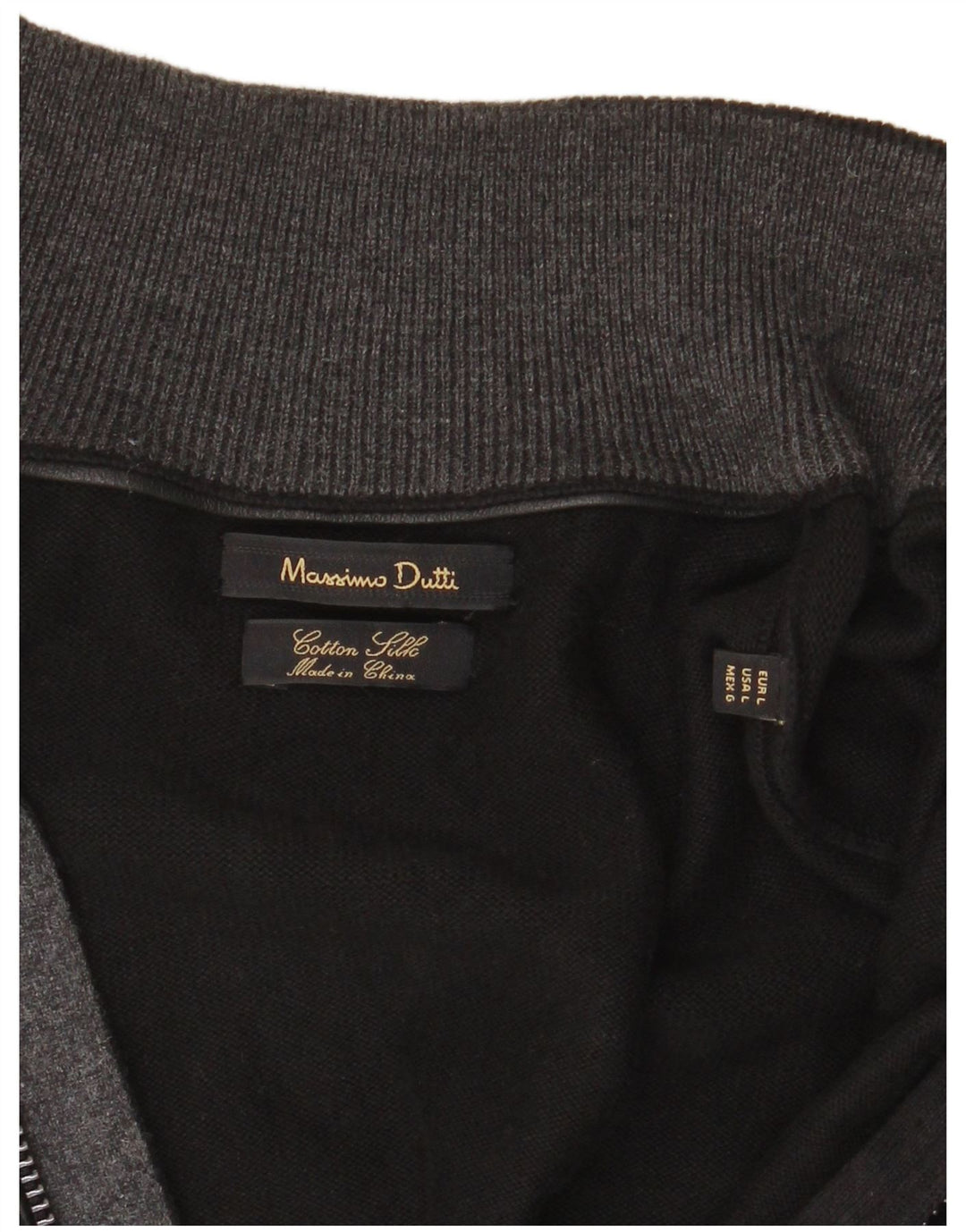 Massimo Dutti Maglione cardigan con zip intera da uomo grande cotone nero