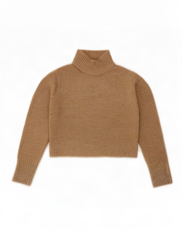 Zara Womens Crop Turtle Neck Jumper Sweater UK 10 Small Beige