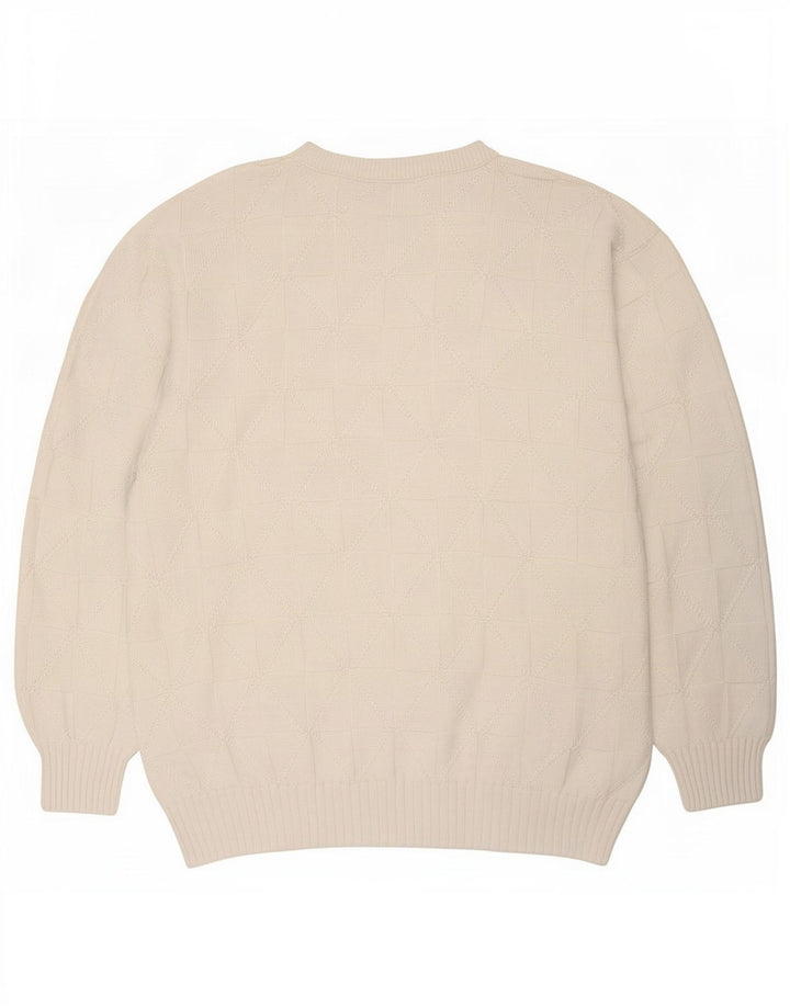 Maglione maglione girocollo vintage da uomo XL bianco