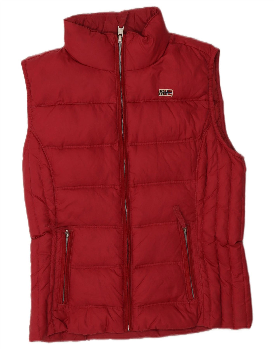 Gilet imbottito con grafica da donna NAPAPIJRI UK 12 medio rosso in poliammide