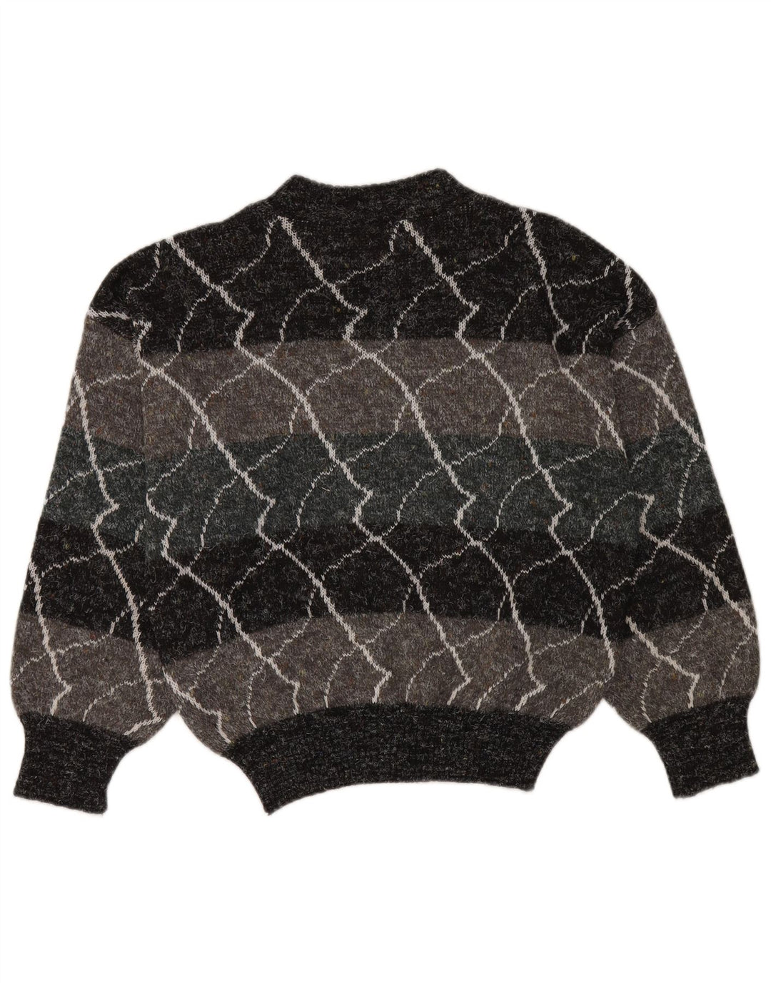Maglione vintage da donna con collo alto e collo alto IT 48 XL Poliacrilico a righe grigie
