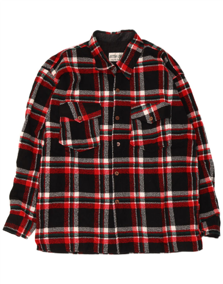 Camicia vintage da uomo in flanella 2XL poliestere scozzese nero