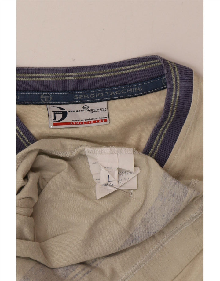 T-shirt da uomo Sergio Tacchini Top Large in cotone color block beige