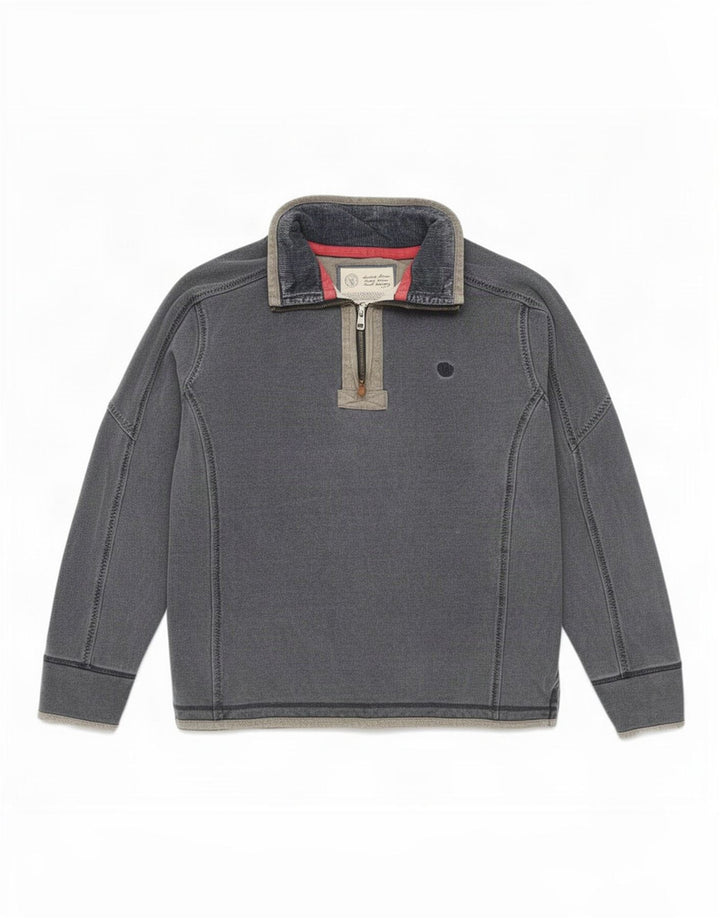 Felpa da uomo con collo con zip Fat Face, maglione medio, cotone blu navy