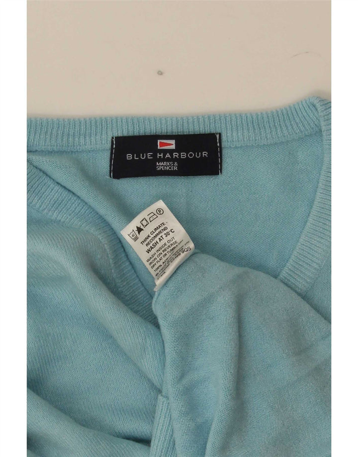 Marks & Spencer Maglione da uomo con scollo a V blu Harbour grande acrilico