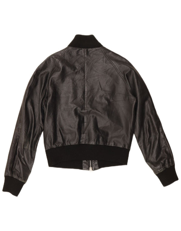 Giacca in pelle corta da donna Sasch UK 14 media nera