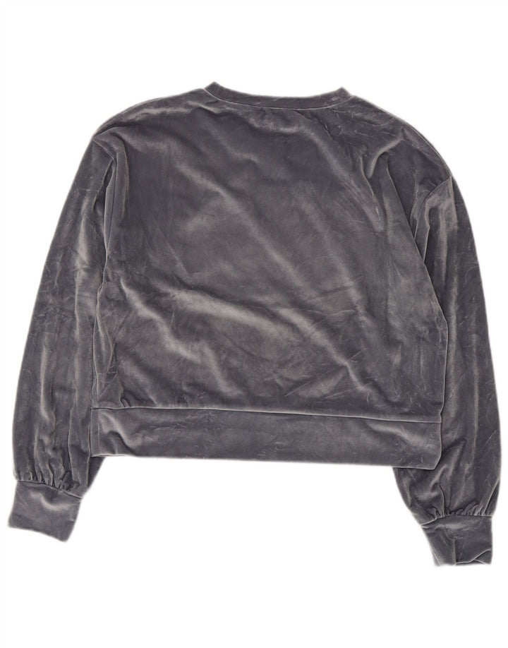 Felpa oversize in velluto corto da donna Zara UK 10 piccola grigia