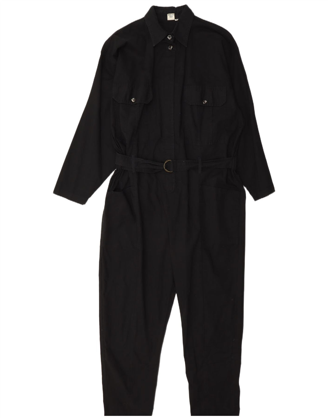Tuta vintage da donna a maniche lunghe IT 42 cotone medio nero