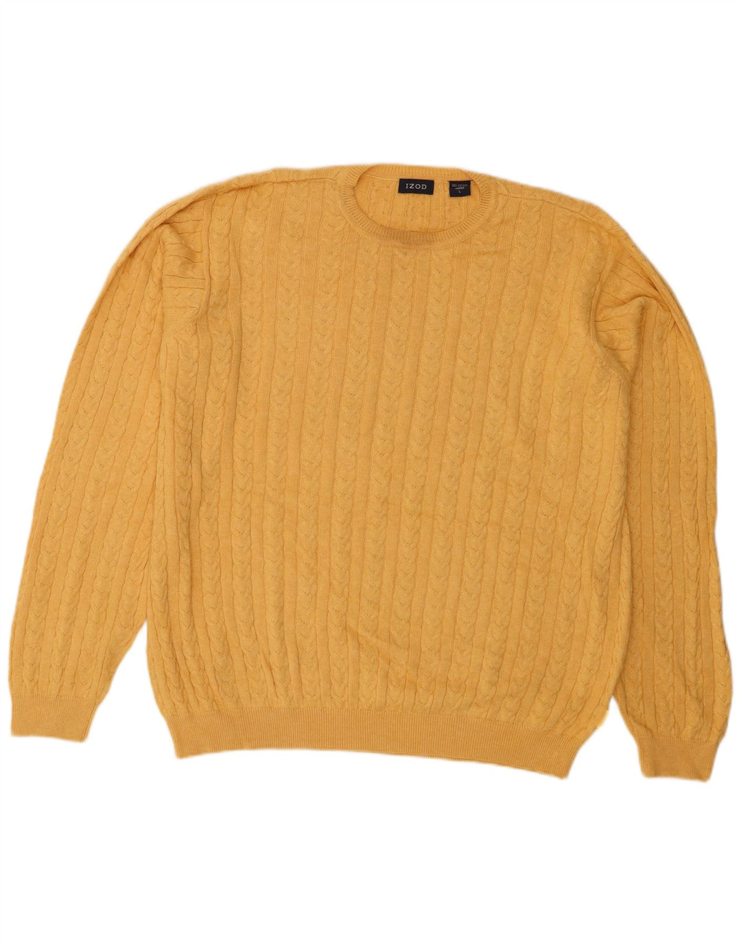 Maglione girocollo da uomo IZOD grande in cotone giallo