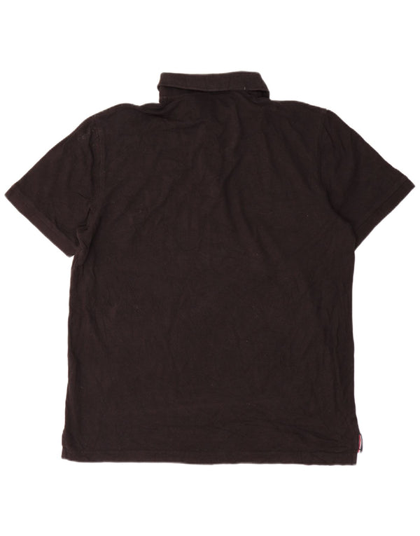 IZOD Mens Slim Fit Polo Shirt XL Black Cotton