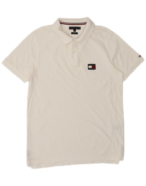TOMMY HILFIGER Polo da uomo slim fit grande in cotone bianco
