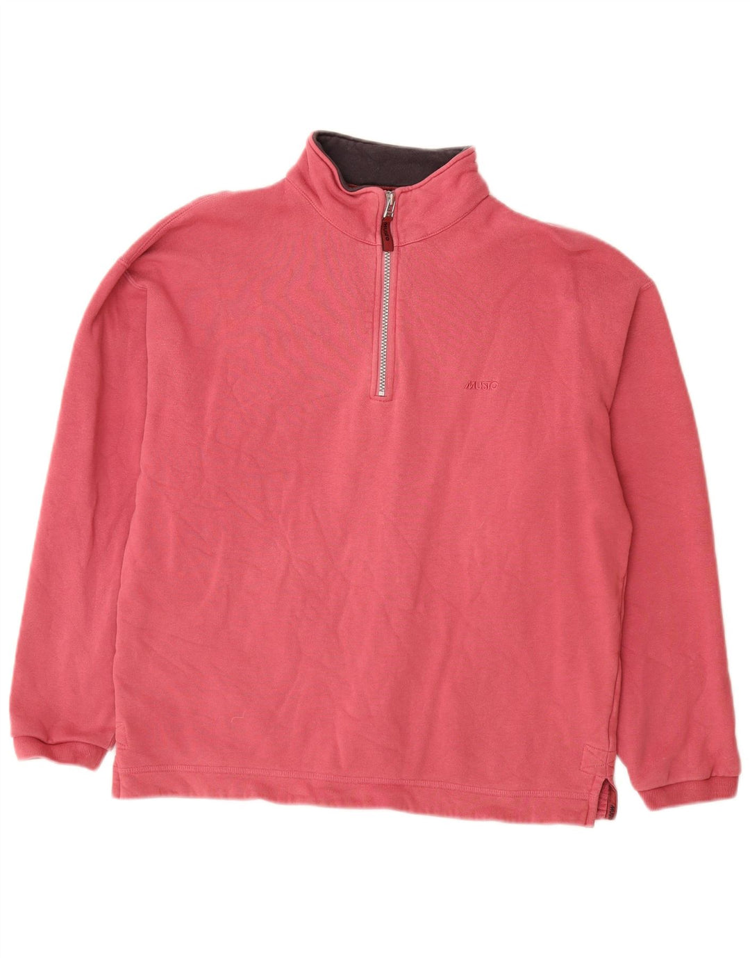 Felpa Musto da uomo con zip e collo, piccola, in cotone rosa