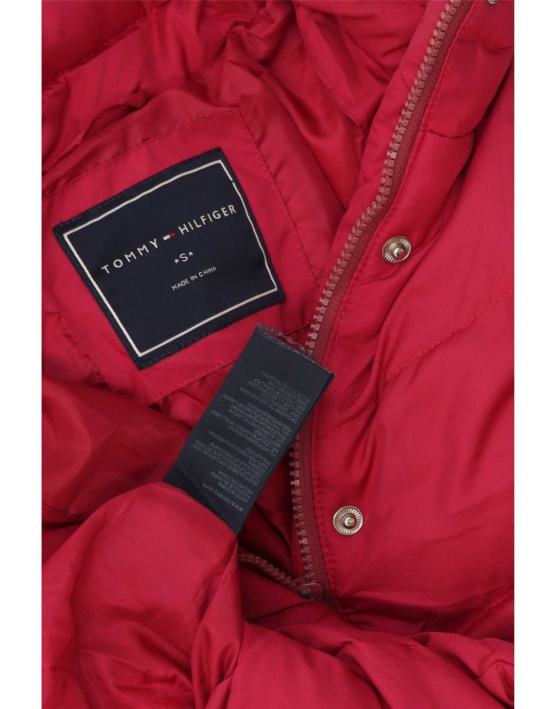 Giacca imbottita con cappuccio da donna Tommy Hilfiger UK 10 Small Rosa Poliestere