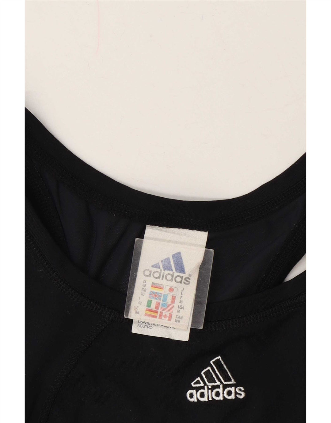 Canottiera corta da donna Adidas UK 10 Small nera in poliammide