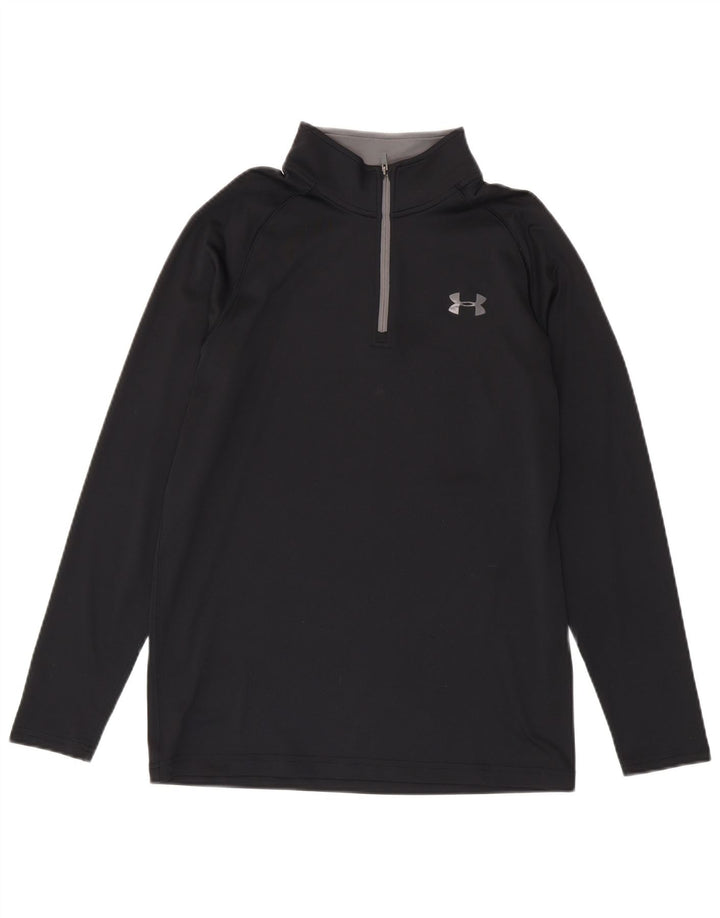 Under Armour Uomo Heat Gear Zip Collo Pullover Tuta Top Piccola Nera