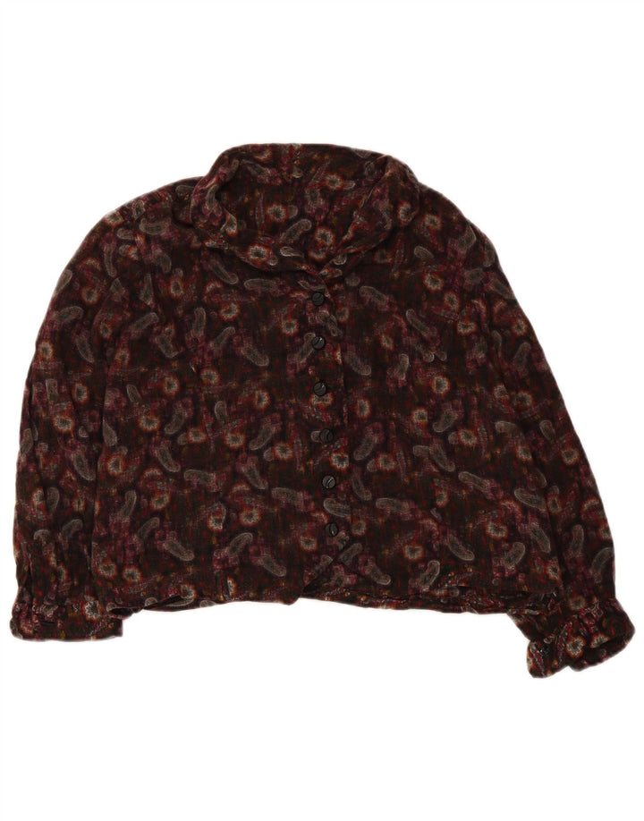 Camicetta corta da donna vintage UK 12 Paisley medio multicolore