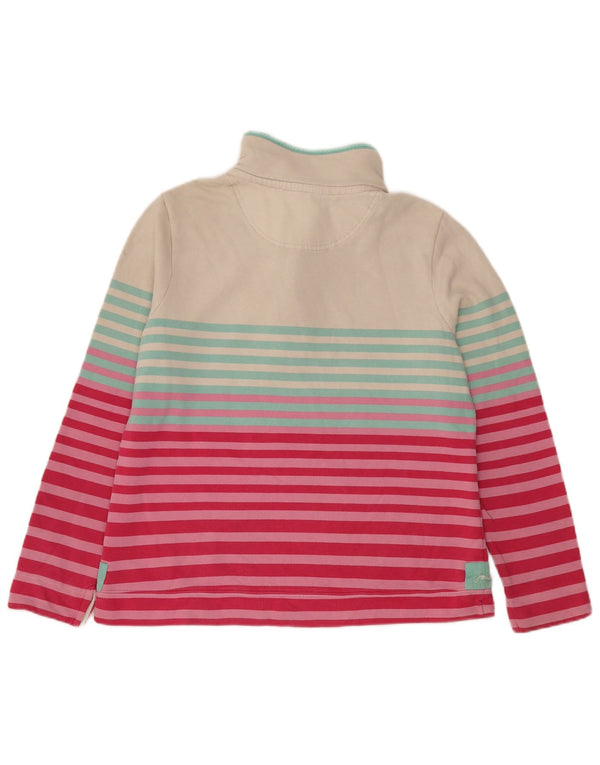 Joules Felpa da Donna con Collo a Bottone, Maglione UK 16, Grandi Righe Bianche