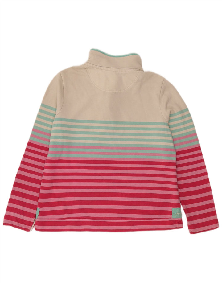 Joules Felpa da Donna con Collo a Bottone, Maglione UK 16, Grandi Righe Bianche