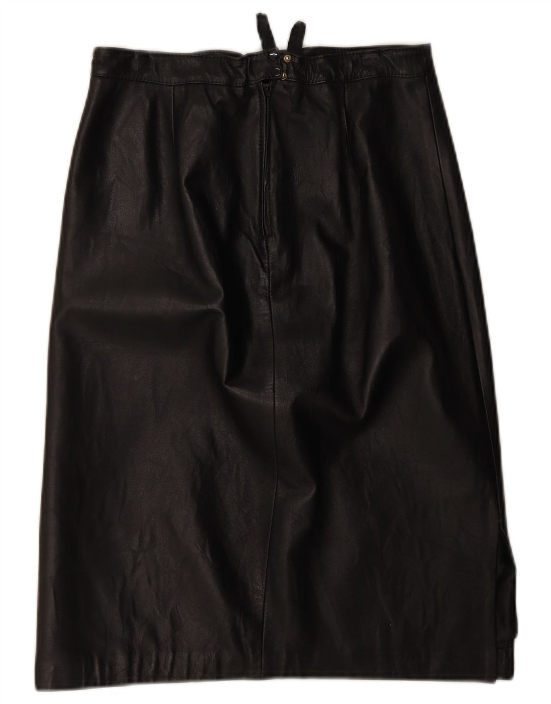 Gonna in pelle vintage da donna W28 media nera