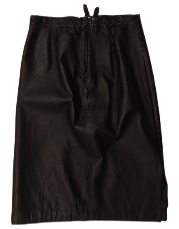 Vintage Womens Leather Skirt W28 Medium Black