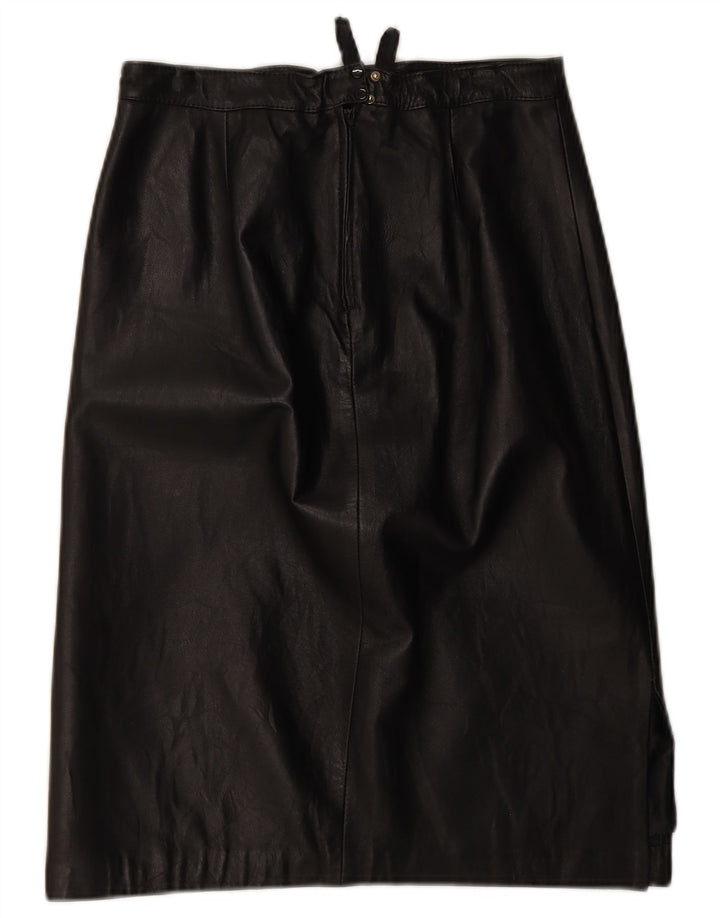 Gonna in pelle vintage da donna W28 media nera