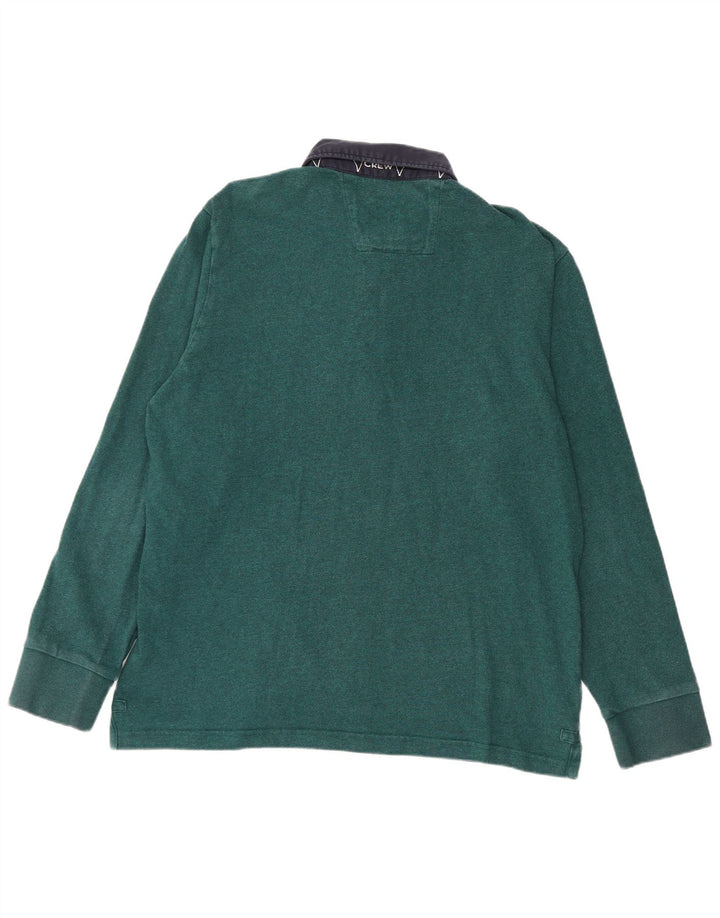 CREW CLOTHING Polo da rugby da uomo a maniche lunghe XL verde color block