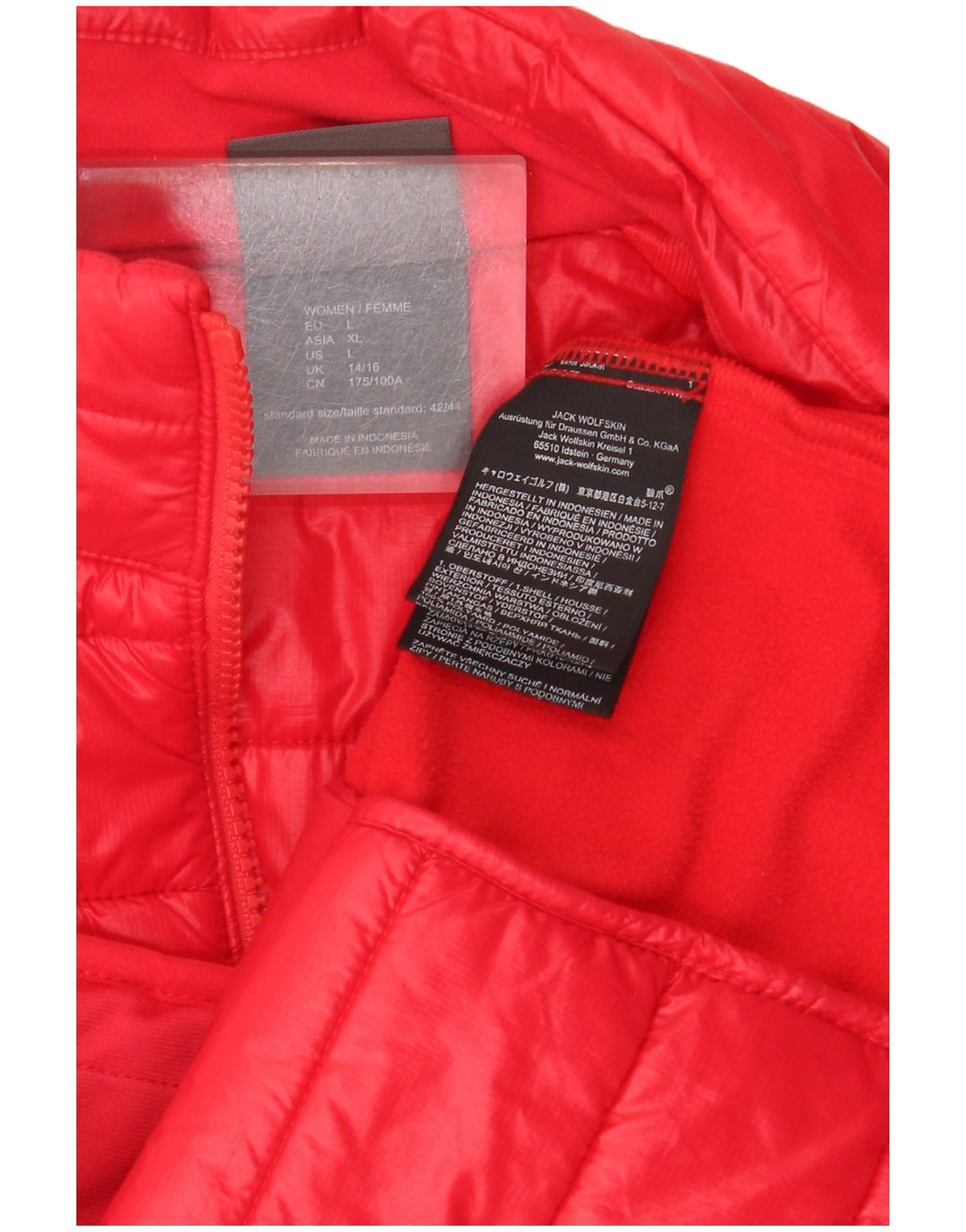 Giacca da tuta da donna Jack Wolfskin UK 16 Large Rosso Poliammide