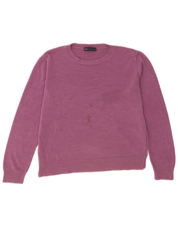 Maglione maglione girocollo da donna Marks & Spencer UK 14 grande acrilico viola