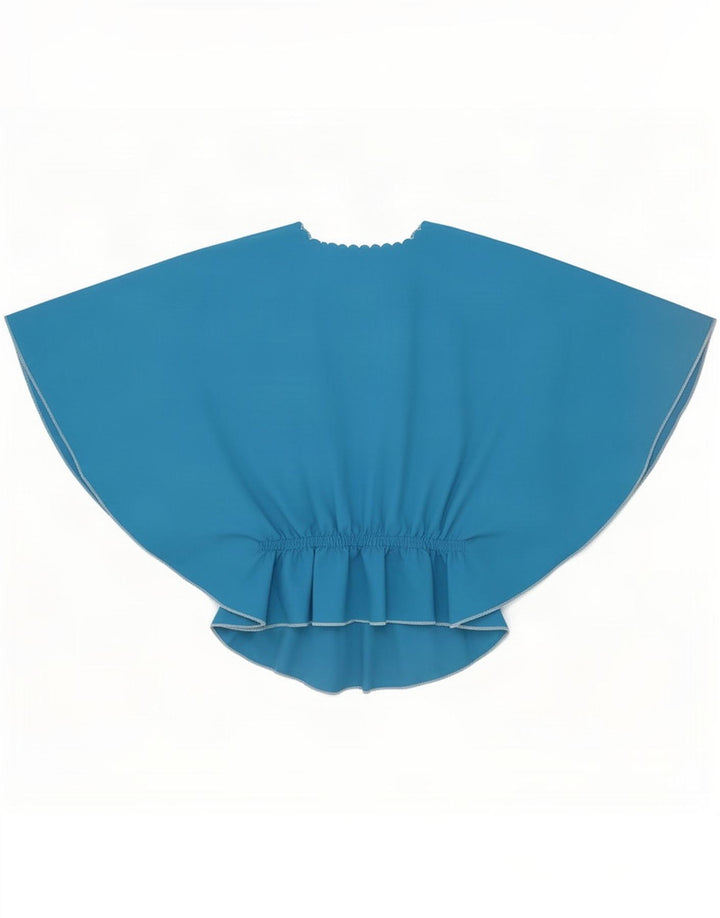 Top a pipistrello da donna vintage UK 12 blu medio floreale