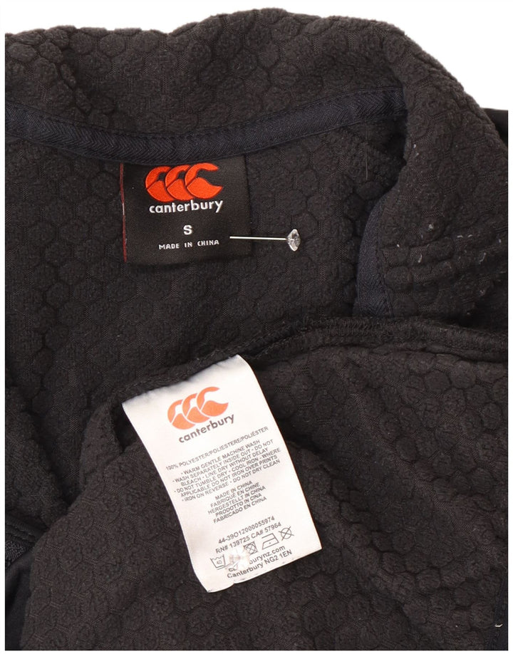 Felpa da uomo con collo con zip Canterbury, maglione piccolo in poliestere nero