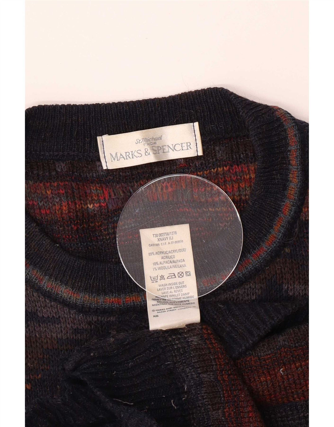 Maglione maglione con scollo a barca da uomo Marks & Spencer grande multicolore