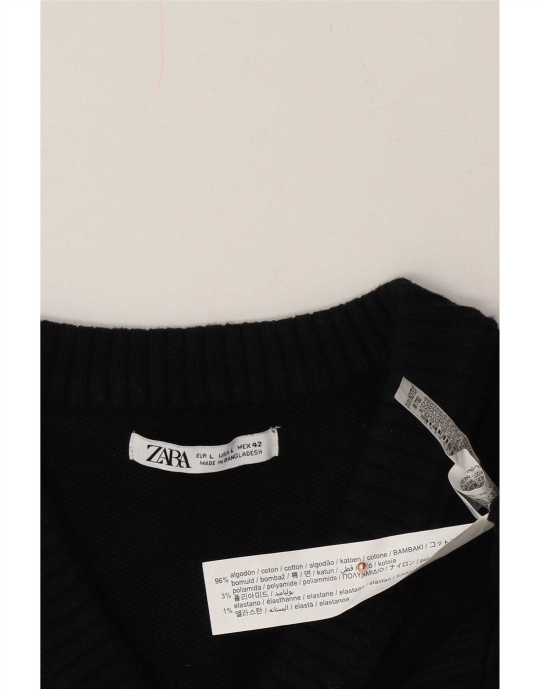 Maglione Zara da uomo con scollo a V grande in cotone nero