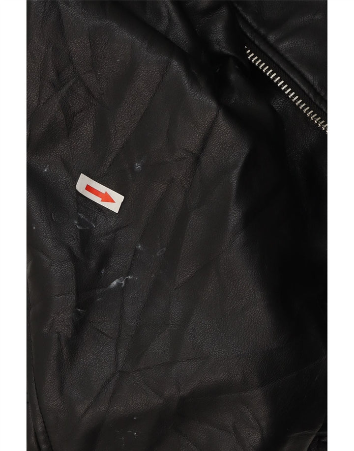 Giacca da motociclista corta oversize in ecopelle da donna Zara UK 10 piccola nera