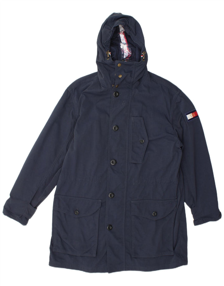 Giacca antipioggia con cappuccio da uomo Tommy Hilfiger UK 38 media blu navy in poliammide
