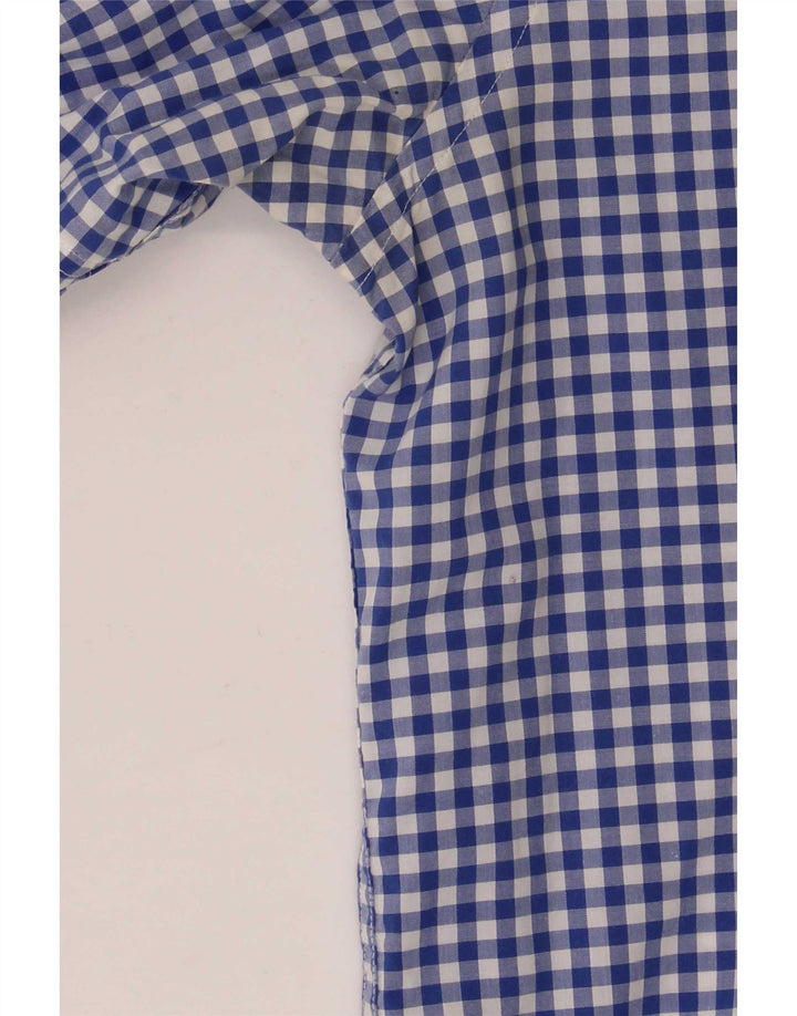 Gant Camicia a maniche corte da uomo taglia 39/40 15 3/4 cotone a quadretti blu medio